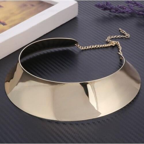 Geometric Hollow Metal Torques Women Trendy Simple Smooth Choker Necklaces Plated Collars Necklace Punk Jewelry Statement