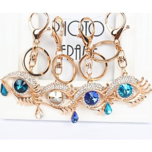 Eye Tears Pendant Charm Rhinestone Crystal Keyring Key Chain for Handbag Purse Bag Wedding Party Lover Friend Carkey Gift