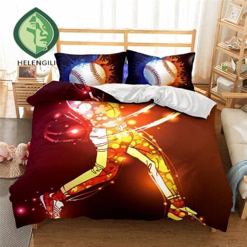HELENGILI 3D Bedding Set Baseball Print Duvet cover set lifelike bedclothes with pillowcase bed set home Textiles #2-1