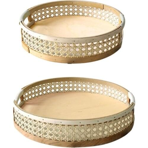 Fruit Basket Bread Basket Tray Storage Basket Willow Handwoven Baskets Fruit Vegetables Serving Baskets Round Wood Bowls