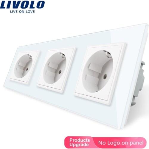 Livolo EU Standard Power Socket, Outlet Panel, Triple Wall Power Outlet Without Plug,Toughened Glass
