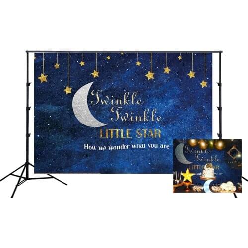 Twinkle Little Star Baby Shower Backdrop Blue How We Wonder You Are Party Banner Photo Background Scene Setter Wall Decorations
