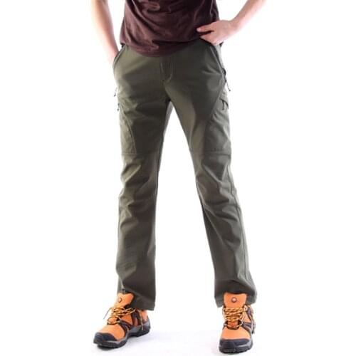 Men Outdoor Charge Pants Waterproof Breathable Soft Shell Plus Velvet Male Tactical Trekking Camping Climbing Sports Trousers
