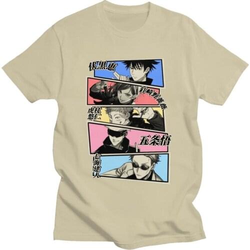Male Gojo Satoru Fushiguro Megumi Yuji Itadori Sorcery T Shirt Short Sleeve Cotton Tshirt Streetwear T-shirt Jujutsu Kaisen Tee