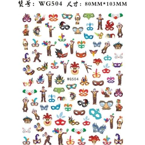 Cartoon nail art sticker for POP FINGER party nail tip body decoration self glue nail decal WG062