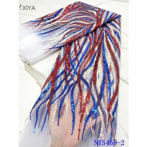 Latest Design Sequin Lace Fabric French Mesh Tulle Lace Fabric High Quality Nigerian Sequence Lace Fabric for Woman Dress NI5459