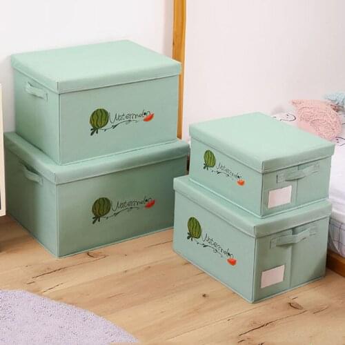 Oxford Cloth Organizer Mint Green Clothes Storage Box Household Folding Container Nordic Fresh Printed Toys Books Finishing Case