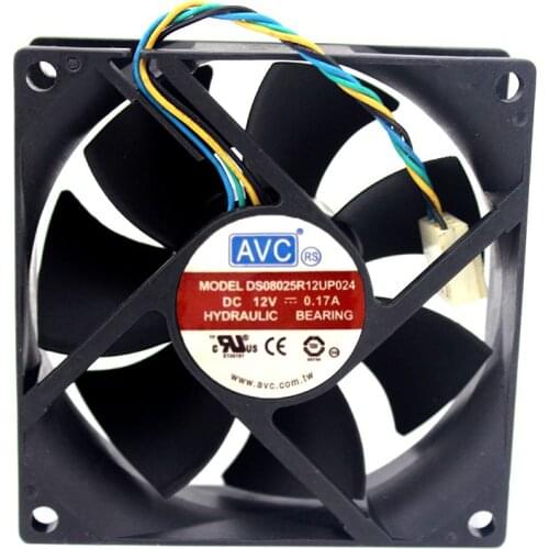 Original For AVC DS08025R12UP024 8025 12V 0.17A PWM speed control 4 line CPU silent fan