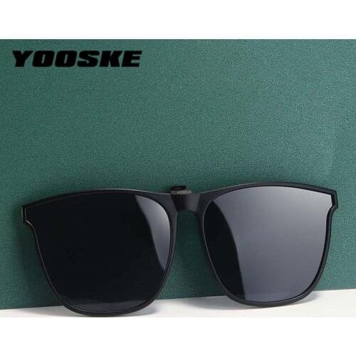YOOSKE New Polarized Sunglasses Women Men Driving Clip on Sun Glass Night Vision Goggle Flip Up Clips Fishing Square Eyewear UV