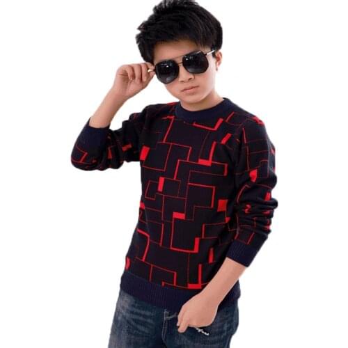 2018 Casual Boys fall Sweaters Pullovers Black Cotton Clothing For Childrens WARM winter Kids Knitwear for 6 8 10 12 yesrs
