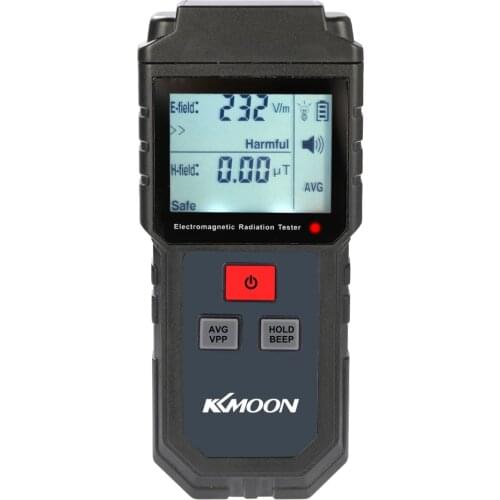KKmoon Handheld Electromagnetic Radiation Tester LCD Electric Field Magnetic Field Dosimeter Detector with Sound and Light Alarm
