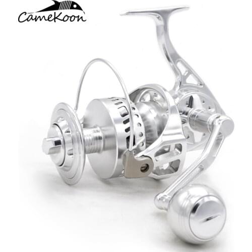 CAMEKOON Silvery Saltwater Spinning Fishing Reel Maximum Drag 38KG Carbon Drag System Spinning Fishing Wheel