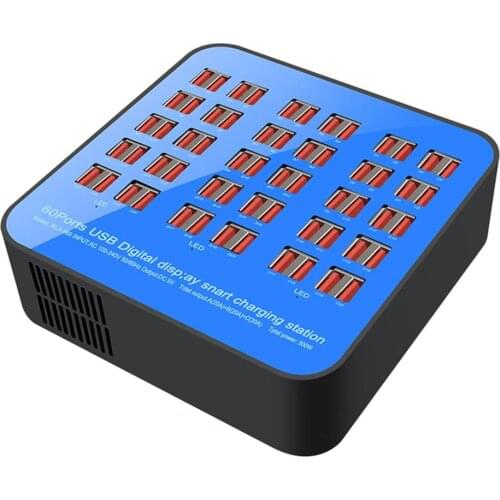 60-Port Usb Fast Charger Adapter Wall Travel Desktop Charger Hub Smart Usb Charger For Travel Home Digital Display