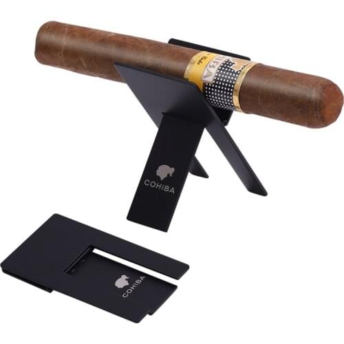 Cohiba Stainless Steel Foldable Cigar Holder Black Ashtray Display Stand Rack Smoking Accessories Household Merchandises