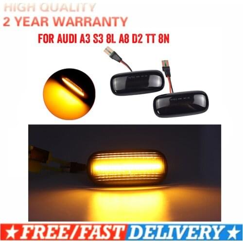 2X LED Dynamic Side Marker Turn Signal For Audi A3 S3 8L 00-03 A8 D2 99-02 TT 8N 00-06 Lights Indicator Lamps 8n0 949 127a
