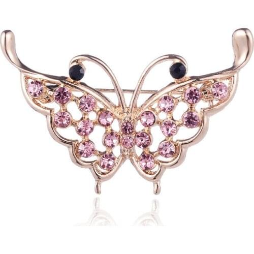 TODOX Brooch Fashion Zinc Alloy rose gold Zinc Alloy crystal exquisite butterfly flower pins garment accessory party new