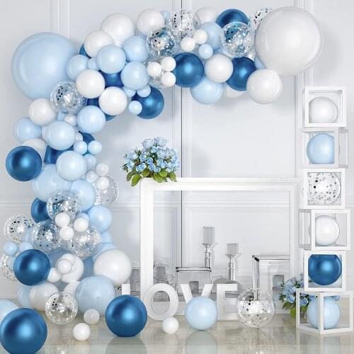 Boy Birthday Decorations Arch Balloon Birthday,Blue Balloons Marriage Confetti Latex with Ribbon Tool for Boys Baby Shower Decor