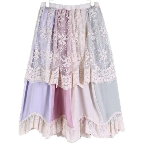 Japan Mori Girl Summer Kawaii Female A-line Lolita Style Mid-calf Maxi Long Casual Fairy Skirt Saia Clothing for Women Faldas