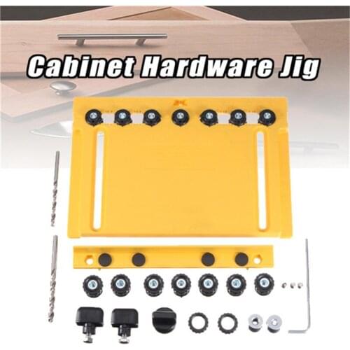 Yellow Woodworking 2 In 1 Cabinet Hardware Jig and Shelf Pin Drilling Jig with 5mm 6mm Drill Bits Set for Hand Woodworking Tool