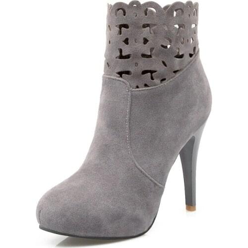 Big Size 9 10 11 12 boots women shoes ankle boots for women ladies boots Side zipper with cut-out lace