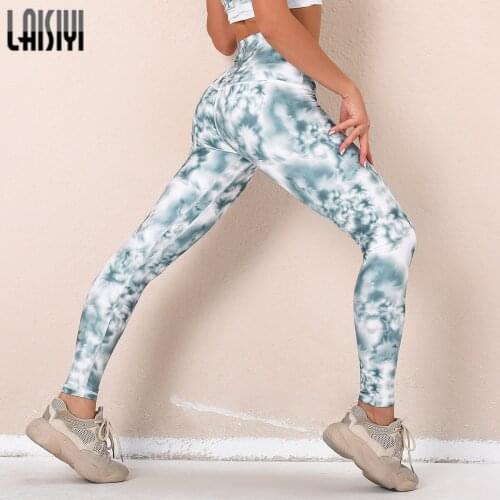 LAISIYI Women Leggings Sexy Tie Dye Breathable Skinny Leggins 2021 Fitness Sports Quick Drying High Waist Gym Seamless Legging