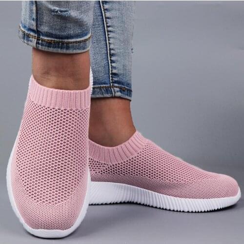 Plus Size Summer Slip-ons Sock Sneakers Womens Sport Shoes Sports Woman Tennis Womens Original Running Shoes Pink Gym GMB-1746