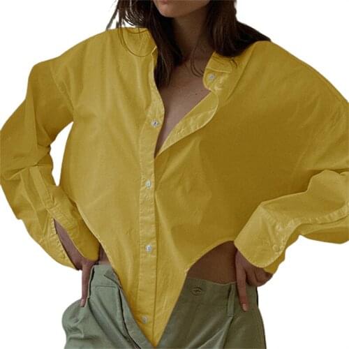 Hirigin Y2K Women Shirts Clubwear 2021 New Sexy Women Buttons Up Irregular Hem Causal Long Sleeve Summer Autumn Shirts Outwear