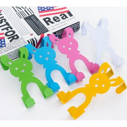 1PCS Traceless Cartoon Rabbit Shape Kitchen Hanging Hanger Holder Hat Coat Door Hook