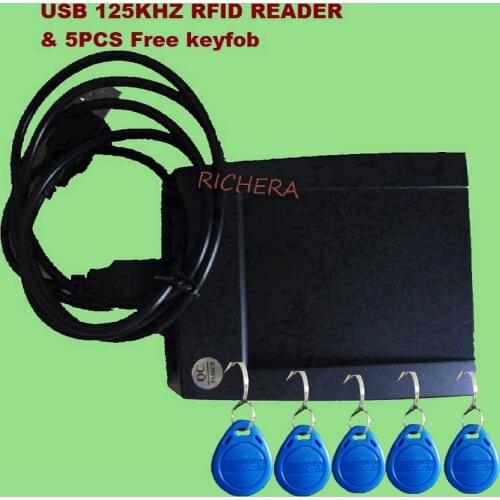 125khz USB RFID Proximity Smart ID Card Reader Read For First 10 Digital EM4100 Windows Fast Response & 5pcs Free Keyfob