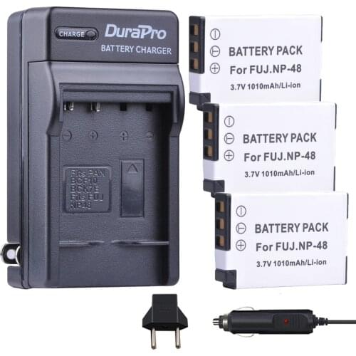 3pc NP-48 NP 48 NP48 3.7V 1010mAH Li-ion Bateria + Car Charger + EU Plug For Fujifilm Fuji XQ1 XQ2 NP-48 Camera Battery