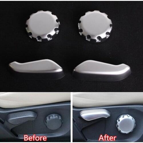 4Pcs/set Auto Car Front Seat Adjust Button Switch Knob Cover Trim Styling Sticker Sequins Fit For Ford Edge 2015 ABS
