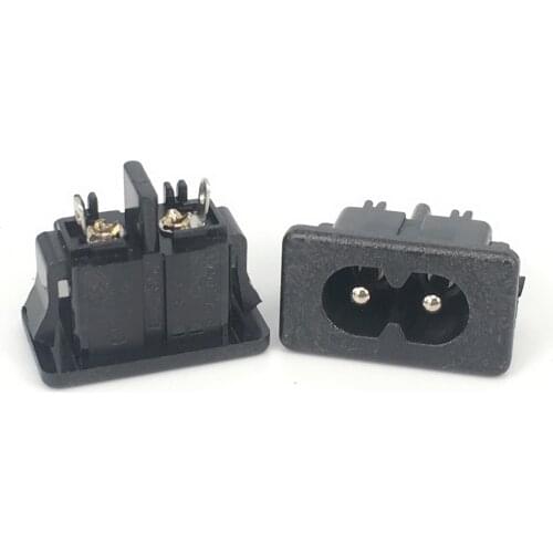 5Pcs IEC320 C8 Black 2 Terminal Power Plug Inlet Socket AC 250V 2.5A
