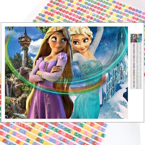 Diamond Painting Disney Tangled 5D DIY Rapunzel and Elsa Tale Full Drill Kits Cross Stitch Wall Stickers Art Mosaic Home Decor