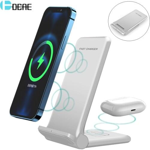 25W Fast QI Wireless Charger 2 in 1 Foldable Charging Stand For iPhone 12 11 XS XR X 8 Airpods 2 Pro Samsung S21 S20 Galaxy Buds