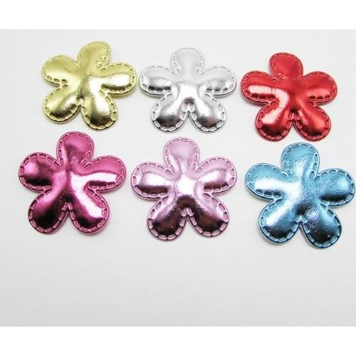 30Pcs Glitter Shiny PU Flower Applique Cloth Padded Patches For Craft/Clothes/Hat/Hairpin/Wedding DIY Decoration Accessories New