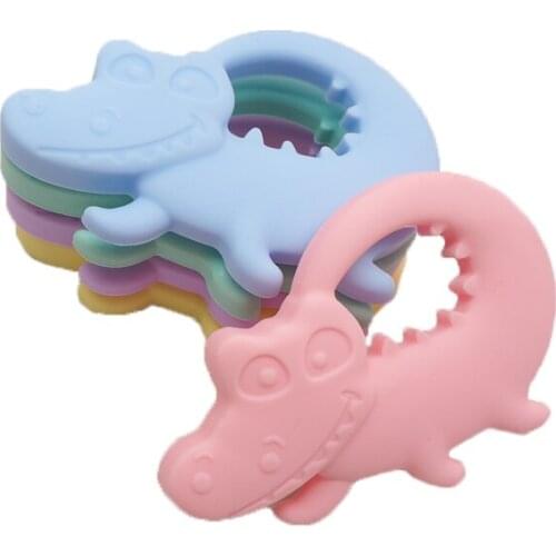 Chenkai 10PCS BPA Free Silicone Crocodile Teether Chewable Pendant Teething Baby Dummy Pacifier For DIY Newborn Shower Gifts