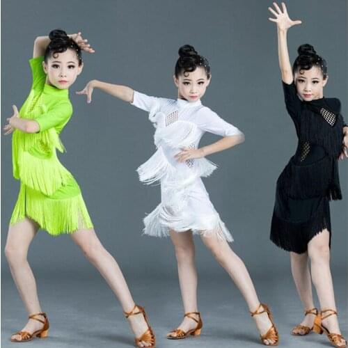 Childrens Latin dance jazz costumes girls Latin dance competition tassel suit dance clothes ballroom dance dresses