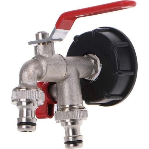 Double Tap 1000 Liter IBC Water Tank Connector Adapter Tap Replacement Rainwater Tank Adapter for Home Garden Water Connect