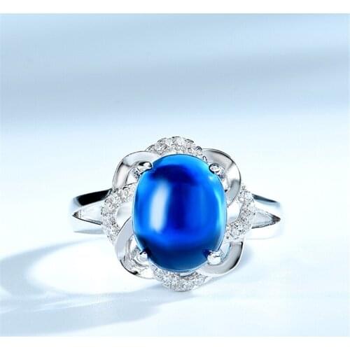 DY Adjustable Free Open Size Created Sapphire Cubic Zirconia 925 Sterling Silver Dignified Ring For Women Girls Fashion Jewelry