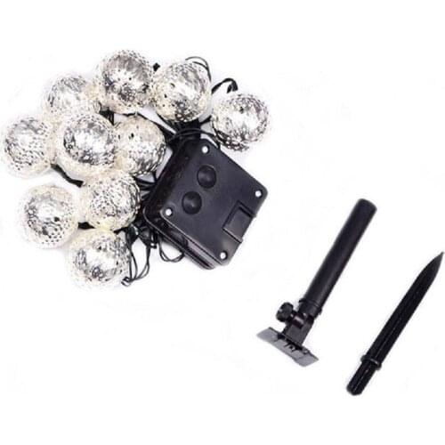 Solar String Lights 20LED Iron Art Hollow Silver Ball Small Round Ball Christmas Day Decoration Battery Box Light