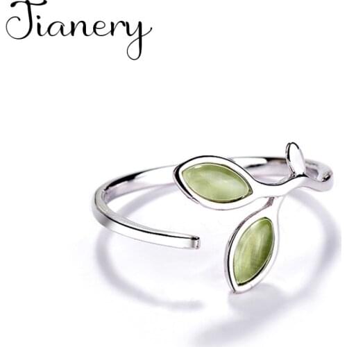 JIANERY Bohemian Vintage Silver Color Leaf Rings For Women Gifts Girls Open Retro Antique Rings Wedding Jewelry