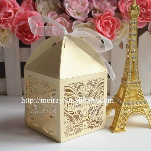 Hot Sale Laser Cut Wedding Favor Candy Box, Chocolate Packing, Chocolate Boxes for Valentine Gift Wedding Decors