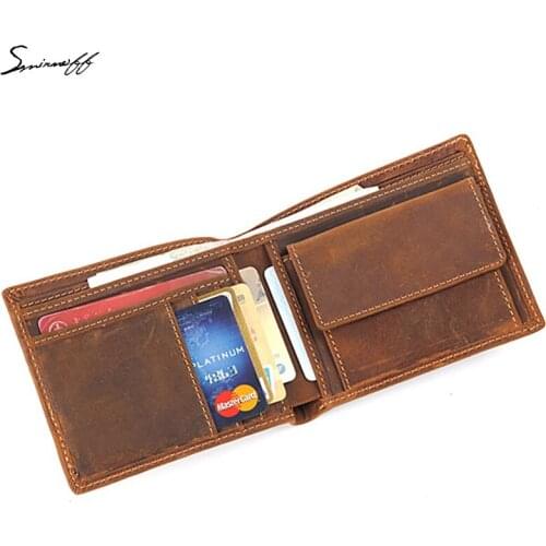 High Quality Genuine leather Wallet men short purse small coin pocket card holder business men engrave name wallet gifts