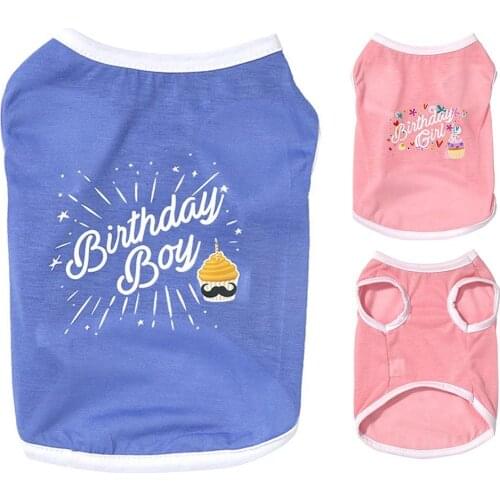Pet Costume Dog Cat Clothes Spring Summer Thin Cotton Birthday Day Vest Breathable Sleeveless T-shirt