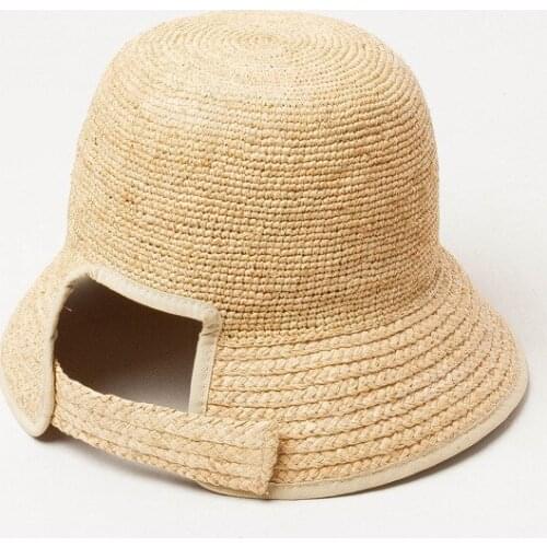Fine Lafite crochet with basin cap, bucket cap, fishermans straw hat, female summer sun shading and sun protection tide