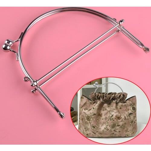 LETAOSK 1PCS DIY Silver Metal Purse Frame Clutch Handle Bag Kiss Clasp Arch Lock 15cm