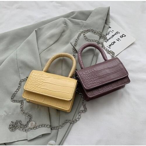 Mini Small Square Bag 2020 Hot Fashion Stone Pattern Women Handbag Travel Simple Totes PU Leather Chain Shoulder Messenger Pouch