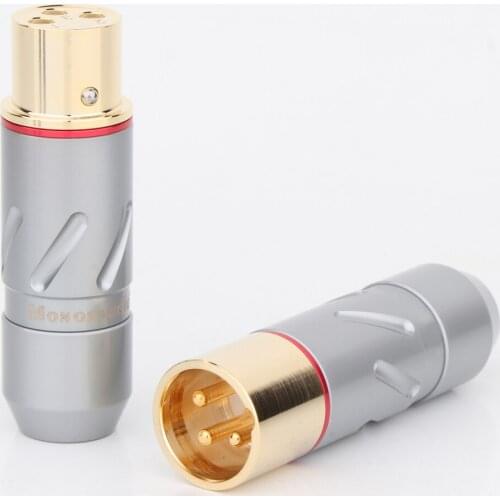 Monosaudio Pure Copper Gold Plated 3Pins XLR Balanced Head Amplifier Microphone Audio Cable Plug