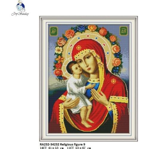 Needlework,Madonna and the Son Aida Canvas Cross Stitch 11CT 14CT DIY Cross Stitch Kits for Embroidery Thread Sets Home Decor
