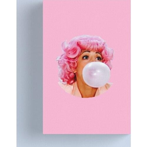 Canvas Wall Art Home Pink Hair Lady Blow Bubbles Decorative HD Printed Poster Painting Modern Modular No Frame For Living Room